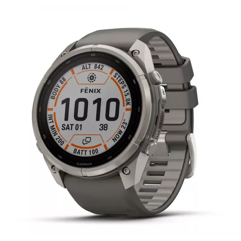 Garmin Fenix 9 Pro – inReach, Solar, 51mm Titanium with Pebble Grey Silicone Band