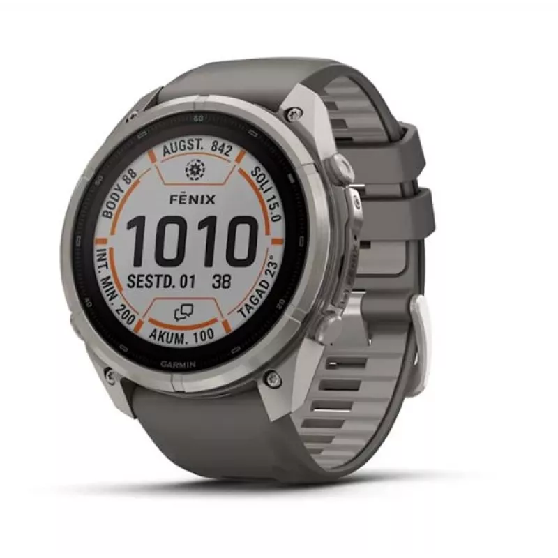Garmin Fenix 9 Pro – inReach, Solar, 51mm Titanium with Pebble Grey Silicone Band