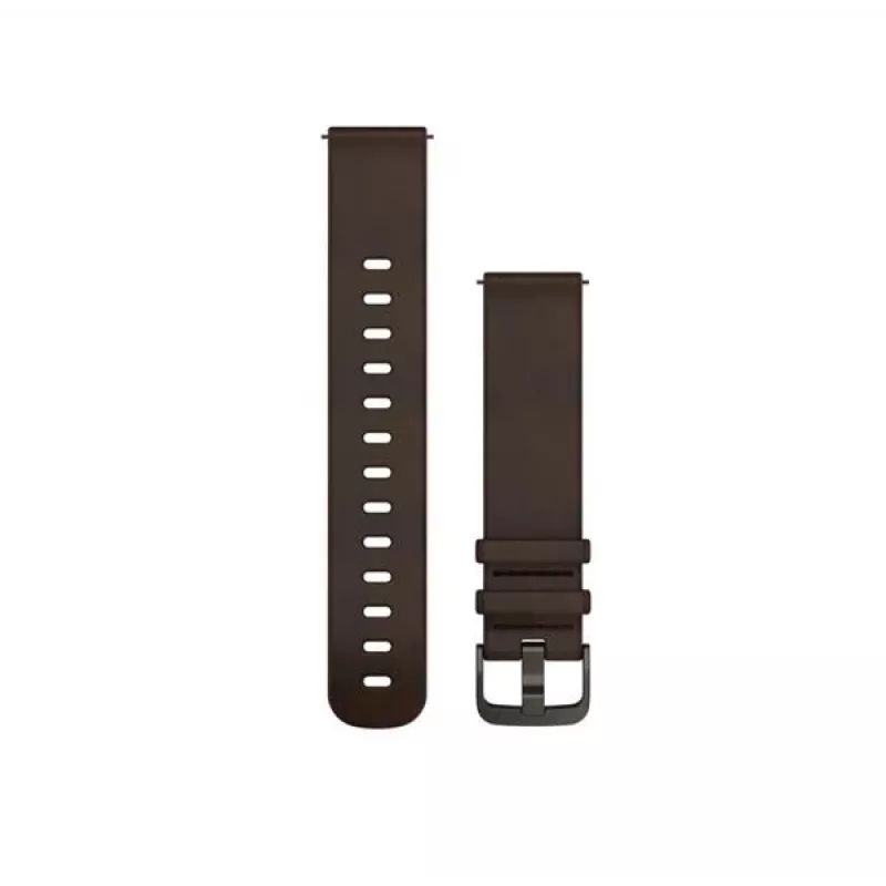 Garmin Quick Release Bands (20 mm) Dark Brown Leather, Silver Hardware