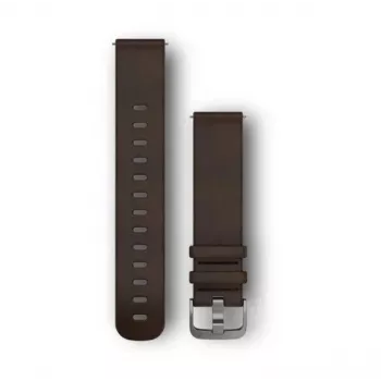 Garmin Quick Release Bands (20 mm) Dark Brown Leather, Silver Hardware
