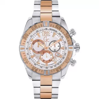 GC Men's Y02006G1 Swiss Quartz Chronograph Watch - 45mm Stainless Steel Case, Black Dial