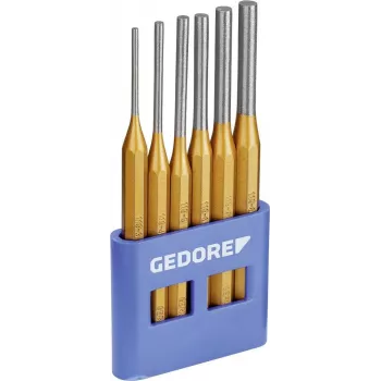 GEDORE 6-Piece Pin Punch Set with PVC Holder, DIN 6450, Chrome Vanadium Steel, Blued Finish 8757670