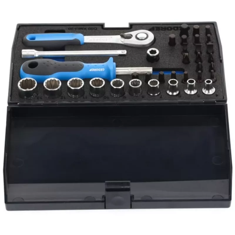 GEDORE Socket Set 1/4 inch, 37-Piece (with Lever Reversible Ratchet)