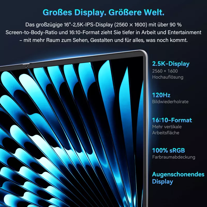 GEEKOM GEEKBOOK X16 PRO (Silver, Intel Core Ultra 5 125H, Intel Arc Graphics, 32 GB LPDDR5, 1 TB SSD, Windows 11 Pro)