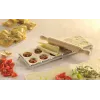 GEFU 3-Piece Ravioli Maker Set with Board, Cutter and Rolling Pin, Makes 24 Square Ravioli 60x60 mm, White/Silver