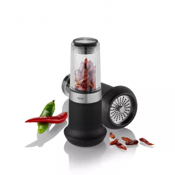 GEFU 34631 Rotary Grater TRANSFORMA Manual Grater and Spiralizer Black, Transparent