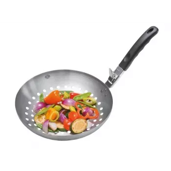GEFU 89250 Wok Pan 30 cm Stainless Steel with Non-Stick Coating, Induction Compatible, Oven Safe to 200°C, Drip-Free Pouring Rim