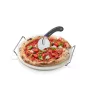GEFU DARIOSO Pizza Stone Set with Cutter and Serving Stand, 33 cm Round Cordierite Baking Stone, Chrome Stand, Stainless Steel Cutter
