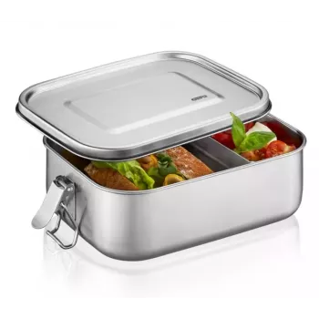 GEFU ENDURE Small Lunch Box 0.7L Stainless Steel with Green Silicone Seal