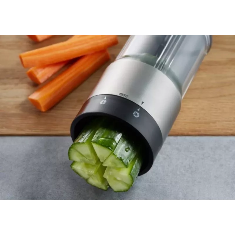 GEFU FLEXICUT Fruit and Vegetable Slicer, Manual Mandoline, Stepless 1-5 mm, Japanese Blade Steel, Black/Silver