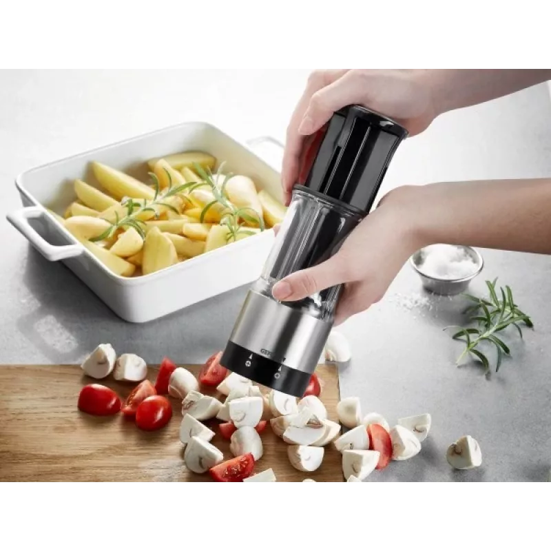 GEFU FLEXICUT Fruit and Vegetable Slicer, Manual Mandoline, Stepless 1-5 mm, Japanese Blade Steel, Black/Silver