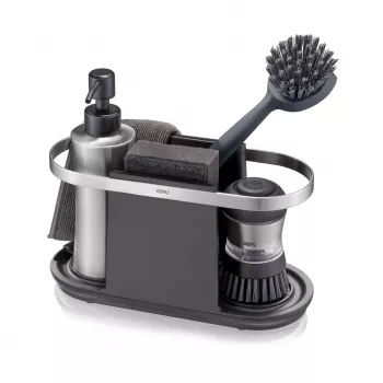 GEFU SMARTLINE Sink Organizer Anthracite 3 Compartments with Drip Tray