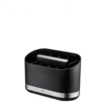 GEFU SMARTLINE Tabletop Organizer Holder, Stainless Steel & Black, Non-Slip Base, Dishwasher Safe, 10 x 14 cm