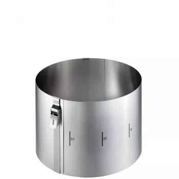 GEFU TONDO CLIP Adjustable Stainless Steel Cake Ring, 16-30 cm Diameter, 8.5 cm Height, Dishwasher Safe