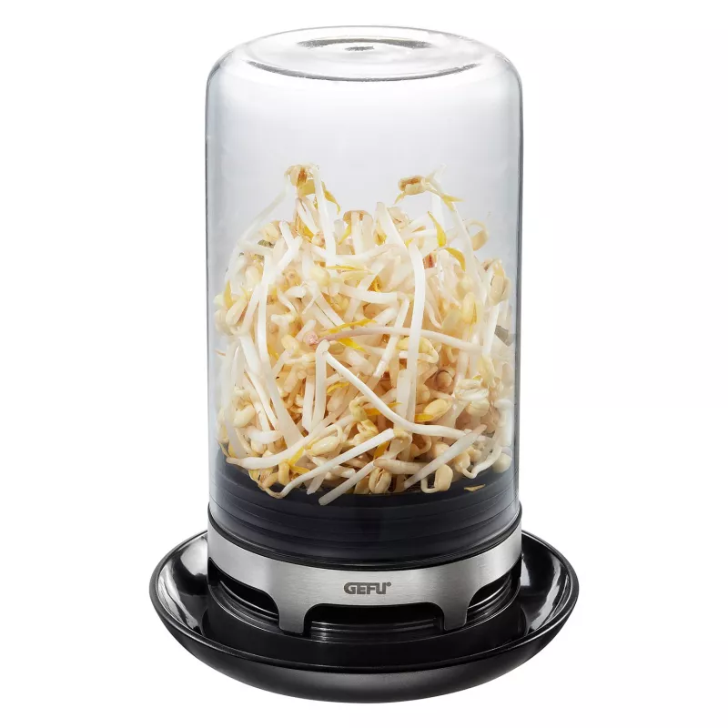 GEFU VITALO Airtight Glass Storage Jar 0.75L with Stainless Steel Clip-Lock Lid, Black