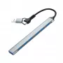 Gembird 7-Port USB 3.2 Gen 2 Hub - 6x USB-A 2.0 + 1x USB-A 3.2, Silver