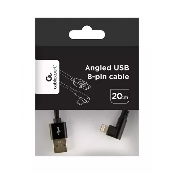 GEMBIRD Angled Braided USB-A to 8-pin Lightning Cable 0.2 m Black
