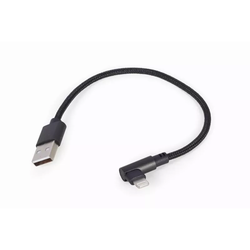 GEMBIRD Angled Braided USB-A to 8-pin Lightning Cable 0.2 m Black