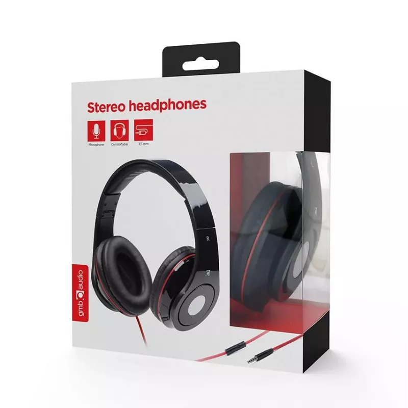 Gembird Detroit Wired Over-Ear Headset with Boom Microphone, Black