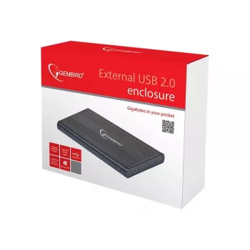 Gembird EE2-U2S-5 External USB 2.0 Enclosure for 2.5 inch SATA HDD/SSD, Aluminium, Black