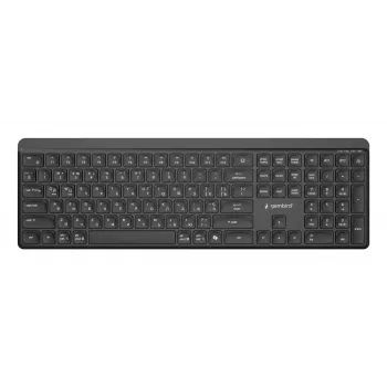 Gembird KB-WPS-03-CYRL Dual-Mode Slim Wireless Keyboard, 2.4G + Bluetooth, Russian/Cyrillic Layout, Black