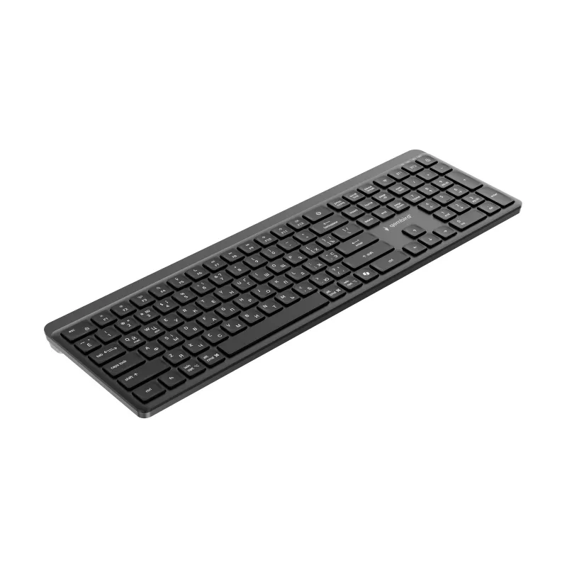 Gembird KB-WPS-03-CYRL Dual-Mode Slim Wireless Keyboard, 2.4G + Bluetooth, Russian/Cyrillic Layout, Black