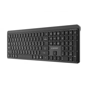 Gembird KB-WPS-03-CYRL Dual-Mode Slim Wireless Keyboard, 2.4G + Bluetooth, Russian/Cyrillic Layout, Black
