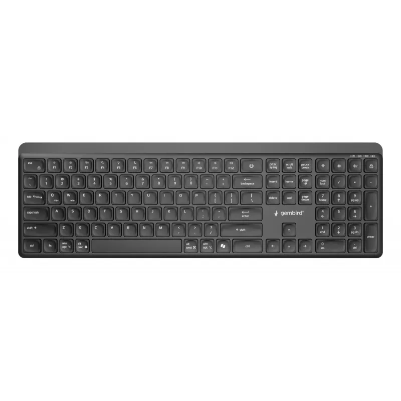Gembird KB-WPS-03 Dual-Mode Pro-Business Slim Wireless Keyboard, 2.4G + Bluetooth, US Layout, Black