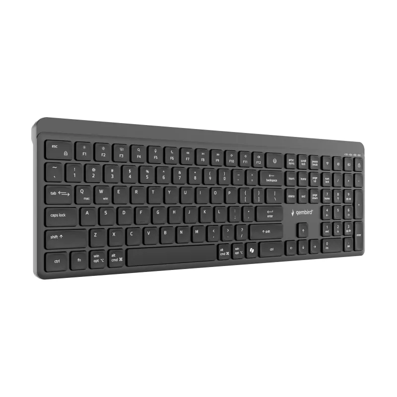 Gembird KB-WPS-03 Dual-Mode Pro-Business Slim Wireless Keyboard, 2.4G + Bluetooth, US Layout, Black