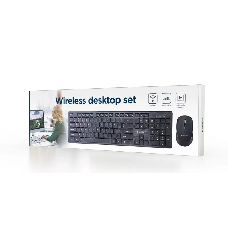 GEMBIRD KBS-WCH-04-RU Wireless Keyboard and Mouse Combo, Russian Layout, Black