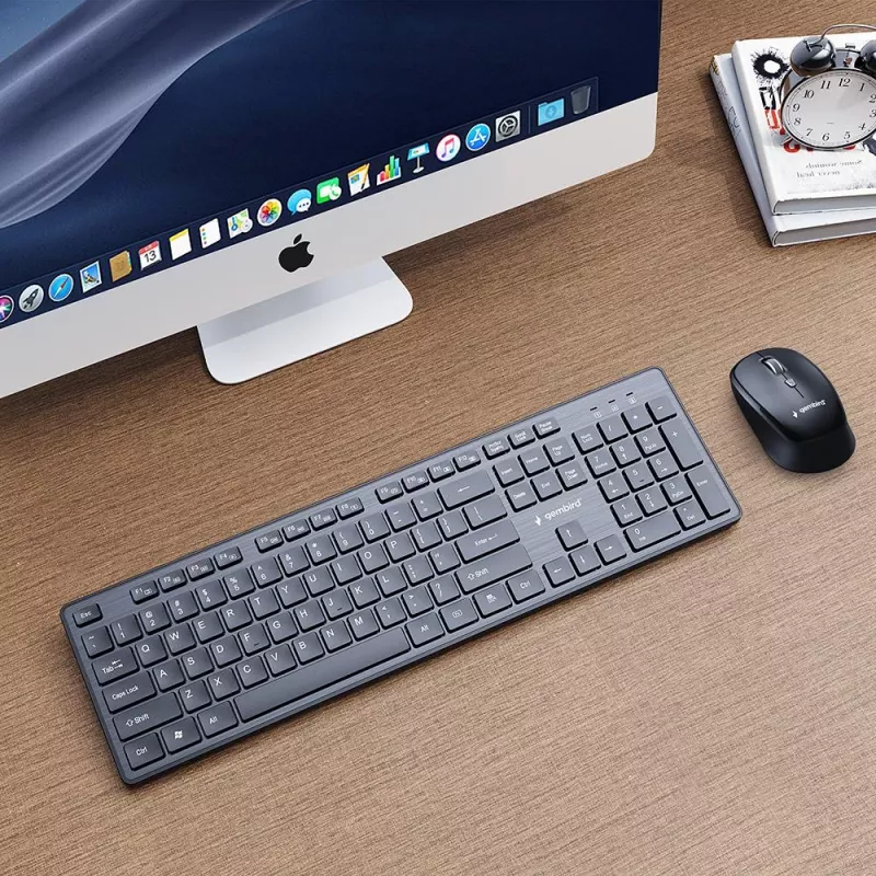 GEMBIRD KBS-WCH-04-RU Wireless Keyboard and Mouse Combo, Russian Layout, Black