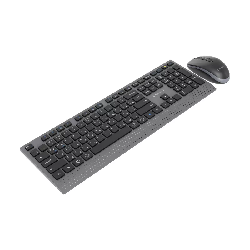 Gembird KBS-WPS-02-CYRL Dual-Mode Wireless Keyboard and Mouse Set, 2.4 GHz + Bluetooth, Russian Cyrillic Layout, Black