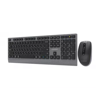 Gembird KBS-WPS-02-CYRL Dual-Mode Wireless Keyboard and Mouse Set, 2.4 GHz + Bluetooth, Russian Cyrillic Layout, Black