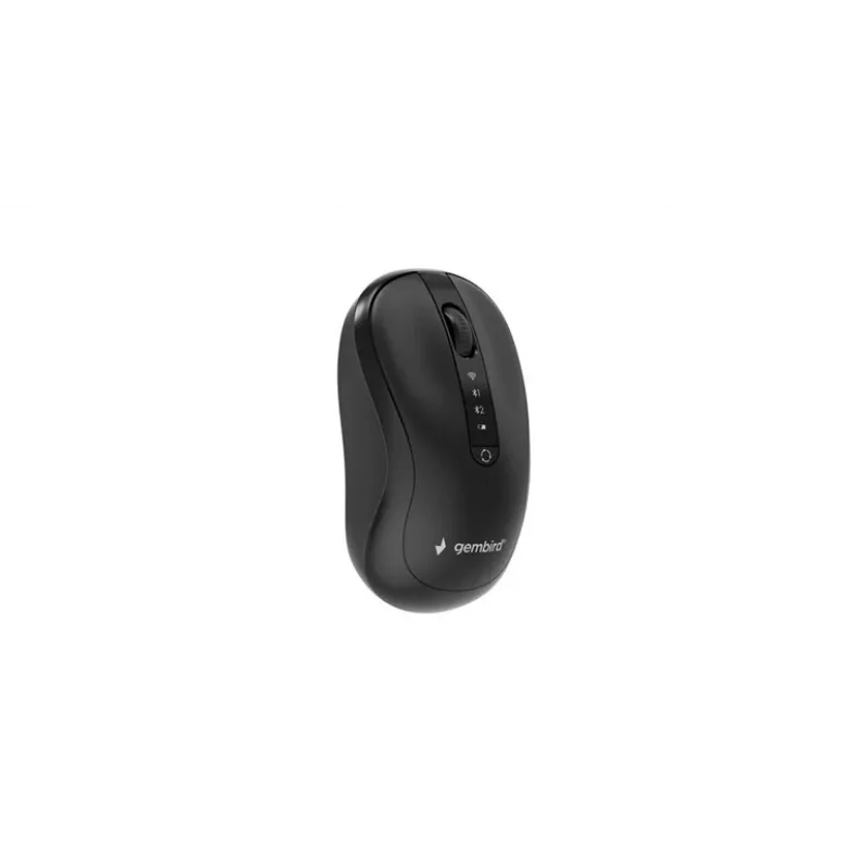 Gembird MUSW2-4B-01 Dual-Mode Wireless Mouse (2.4 GHz + Bluetooth 5.0) with 1600 DPI Optical Sensor, 4 Buttons, Ambidextrous, Black