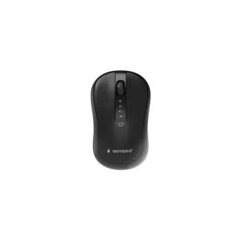 Gembird MUSW2-4B-01 Dual-Mode Wireless Mouse (2.4 GHz + Bluetooth 5.0) with 1600 DPI Optical Sensor, 4 Buttons, Ambidextrous, Black