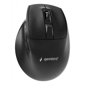 Gembird MUSW3-9B-01 Triple-Mode Wireless Ergonomic Mouse (2.4 GHz + Bluetooth + USB-C), 2400 DPI, 9 Buttons, Black