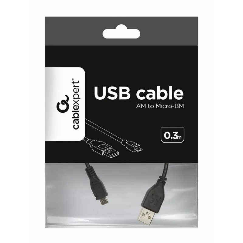 Gembird USB 2.0 Cable Micro-USB AM-MBM5P 0.3m Black