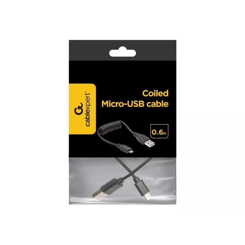 Gembird USB 2.0 Cable USB-A to Micro-USB-B 0.6m Black Coiled
