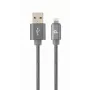 Gembird USB-A to Lightning Cable, Premium Spiral Metal, 1m, Metallic Grey
