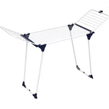 Genio 157185 27m 3-Tier Foldable Clothes Drying Rack with Wheels, White/Blue