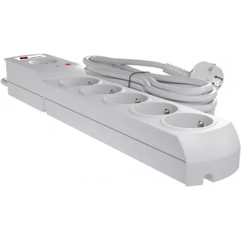 GETFORT 5-Outlet Surge Protected Power Strip, 3m Cable, Grey
