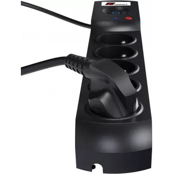 GETFORT 5P-3M-B Surge Protector Power Strip, 5 AC Outlets, 3m Cable, Black