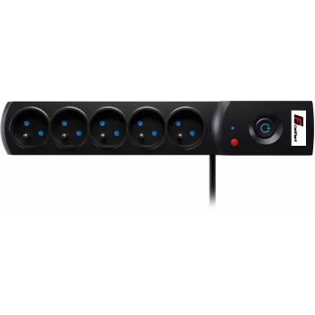 GETFORT 5P-3M-B Surge Protector Power Strip, 5 AC Outlets, 3m Cable, Black