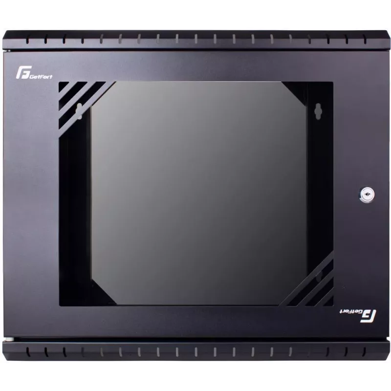 GETFORT ECO v3 9U 19-Inch Wall-Mount Rack Cabinet 520x450 mm Black Tempered Glass Door