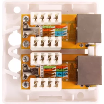 GETFORT GF-2G5EFTP Shielded Surface-Mount RJ45 Outlet, 2-Port, Cat.5e, White