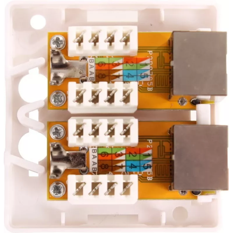 GETFORT GF-2G5EFTP Shielded Surface-Mount RJ45 Outlet, 2-Port, Cat.5e, White