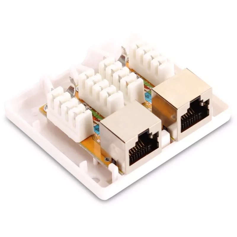 GETFORT GF-2G5EFTP Shielded Surface-Mount RJ45 Outlet, 2-Port, Cat.5e, White