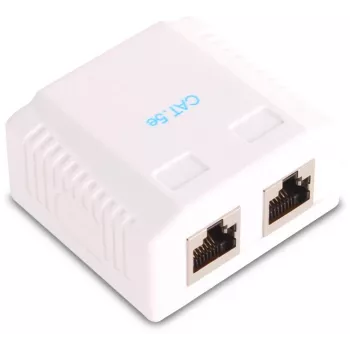 GETFORT GF-2G5EFTP Shielded Surface-Mount RJ45 Outlet, 2-Port, Cat.5e, White