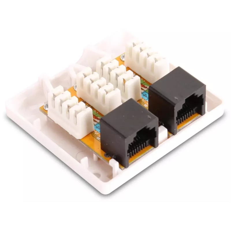 GETFORT GF-2G5EUTP Surface-Mount Dual RJ45 Cat.5e UTP Network Outlet, White