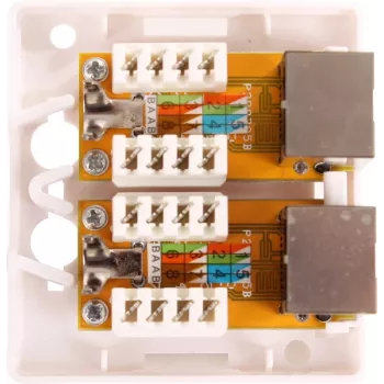 GETFORT GF-2G6FTP Shielded Surface-Mount Network Outlet, 2x RJ45, Cat6 FTP, White